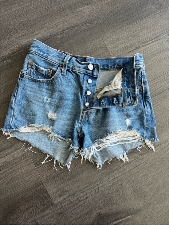 Levi's Pants - 501 Levi Mid Rise Distressed Denim Shorts - Size 25
